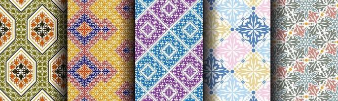 set bundle modern abstract ethnic pattern vector