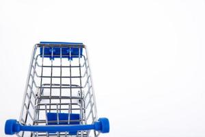 shopping cart, e-commerce, on white background. Copy space. photo
