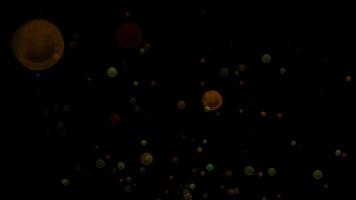 Colourful bubbles over black space background - computer illustration graphic background concept photo