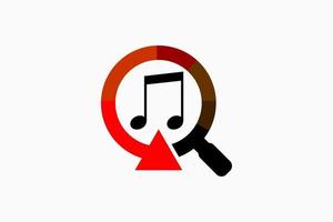 diseño de icono de búsqueda de música con concepto creativo, icono de tono se mezcla con icono de lupa vector