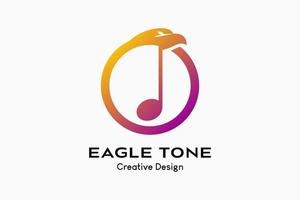 The tone eagle logo design, the tone icon and the eagle icon combine with the creative concept in a circle. Premium music logo vector