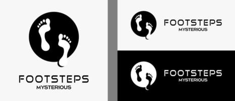 Human footprints logo design template in silhouette with creative and simple concept. premium vector logo illustration