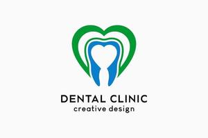 Dental clinic logo design with creative concept, dental icon combined with heart icon vector