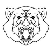 retrato animal dibujado a mano de un oso. contorno de cabeza de oso rugiente estilizada ilustración de vector de garabato. diseño de logotipo, mascota, emblema