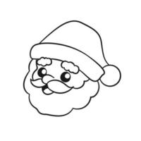 Happy Santa Claus head cartoon illustration line art. Coloring book page printable activity worksheet for kids. vector