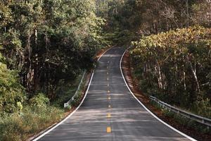 hermoso camino curvo en medio de las montañas en chiang mai en tailandia. foto