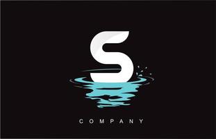 S Letter Logo Design with Water Splash Ripples Drops Reflection vector