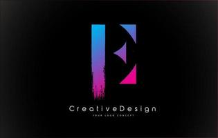 E Letter Logo Design with Creative Pink Purple Brush Stroke vector