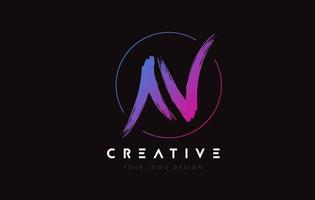 Creative Colorful N Brush Letter Logo Design. Artistic Handwritten Letters Logo Concept. vector