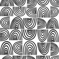 Black and white abstract seamless pattern. Hand drawn organic rainbows vector