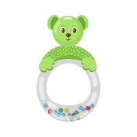 Rattle bear. Baby child toy. Vector Isolated on a white background. Cartoon style.