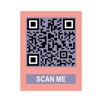 Scan me phone tag. Qrcode for mobile app. QR code for smartphone. Isolated illustration on white background. Vector illustration.