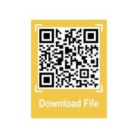 Qrcode for download file. Mobile QR code the link on product, data, payment. Isolated illustration on white background. Vector illustration.