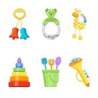 Child's toys. Set of vector illustrations isolated on white background. Cartoon style.