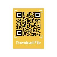 Qrcode for download file. Mobile QR code the link on product, data, payment. Download sign. Isolated illustration on a white background. Vector illustration.