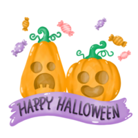 pumpkin Halloween watercolor Clipart, png