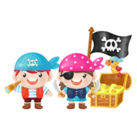 enfants capitaine pirate et personnages marins, aquarelle clipart png