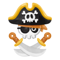 cráneo pirata capitán acuarela clipart png