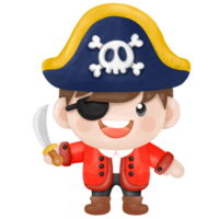 Kids pirate captain and sailor characters, watercolor Clipart png