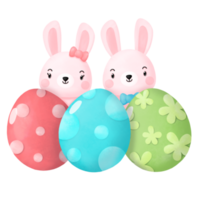 contento Pasqua acquerello clipart, coniglio e uovo png