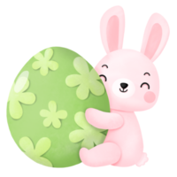 felices pascuas acuarela clipart, conejo y huevo png