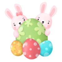 Lycklig påsk vattenfärg ClipArt, kanin och ägg png