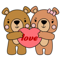schattig teddy beer liefde reeks valentijnsdag dag met elementen, gevulde vector png