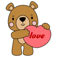 carino orsacchiotto orso amore impostato san valentino giorno con elementi, pieno vettore png