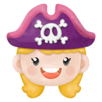 niños capitán pirata y personajes marineros, acuarela clipart png