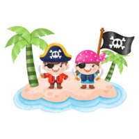 bambini pirata Capitano e marinaio personaggi, acquerello clipart png