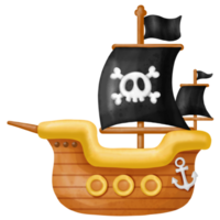 bateau pirate, clipart aquarelle png