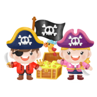 enfants capitaine pirate et personnages marins, aquarelle clipart png