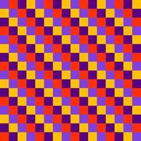 Checkered orange and purple tone background. Tablecloth pattern. Bed cover, curtain, Halloween, autumn, fall, dress, harvest, shirt, textile, fabric, paper, gift, printing. Africa. Seamless vector