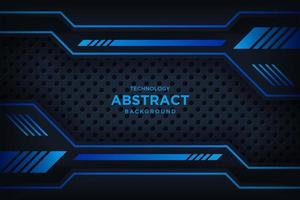 el fondo tecno negro 3d abstracto superpone capas en el espacio oscuro con una decoración de efecto de luz azul. vector