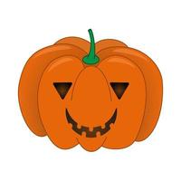 linda calabaza con sonrisa para tu diseño para la fiesta de halloween. ilustración vectorial aislado sobre fondo blanco. vector