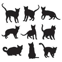 gatos establecer silueta sobre fondo blanco, ilustraciones de gatos