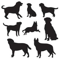 colección de siluetas de perros en diferentes posiciones vector
