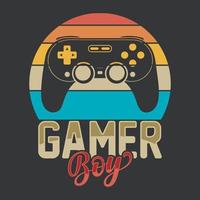 Gamer boy vintage gaming t shirt design vector