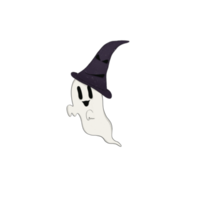 fantôme d'halloween portant un chapeau de sorcière png