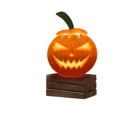calabaza de halloween en caja de madera png