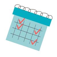 calendario. gestión del tiempo, organización del trabajo y notificación de eventos de la vida, recordatorio de notas, plan de trabajo. vector