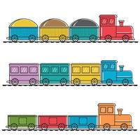 tren de madera con vagones, ilustración vectorial de color en estilo plano vector