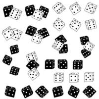 Black and white Dice set, vector illustration isolated on White background