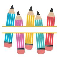 A set of colored pencils with a text frame, color vector isolated illustration