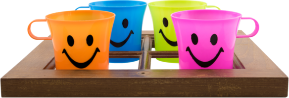 Cups happy in brown wooden png