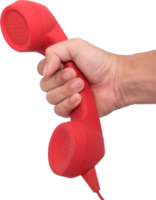 mão segurando o telefone vermelho chamada urgente para você isolado png