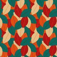 Mid century modern geometric leaves retro 70s seamless pattern. Autumn floral organic background. For textile or book covers, wallpapers, graphic art, printing, invitation, wrapping paper vector