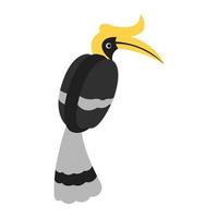 cute of hornbill on cartoon version vector