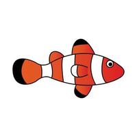 cute of clown fish on cartoon version vector