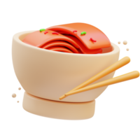 ícone coreano, tigela com ilustração 3d kimchi